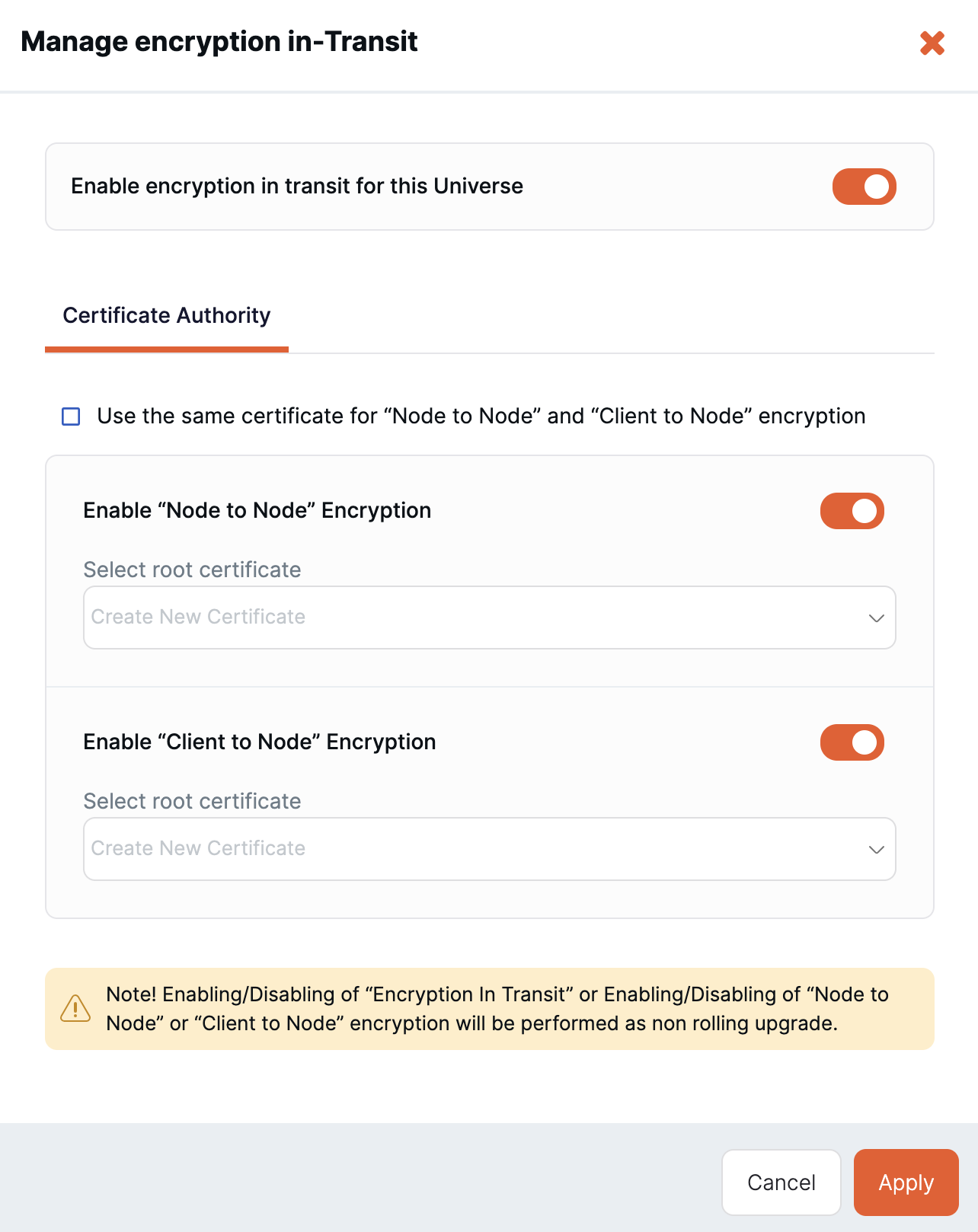 Enable encryption in transit Enable encryption in transit
